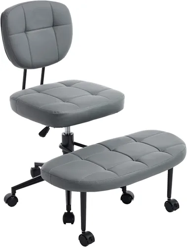 Miniatura 8 de Silla de oficina sin brazos cruzados para sentarse con patas cruzadas, silla de escritorio ergonómica de alta resistencia de 300 libras para TDAH