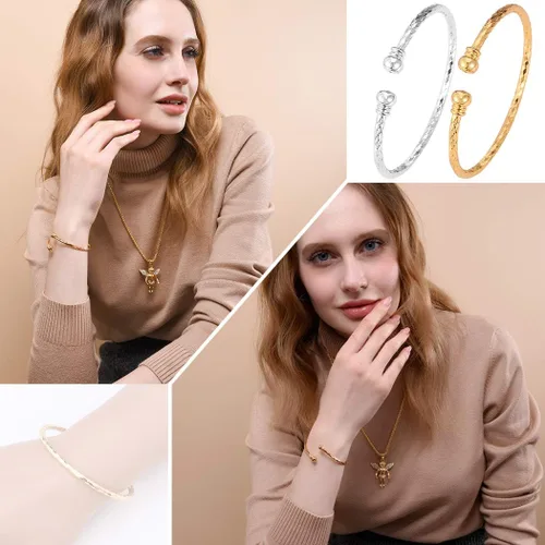 Miniatura 2 de U7 delicado brazalete de puño simple de platino bañado en oro real de 18K, joyería moderna.