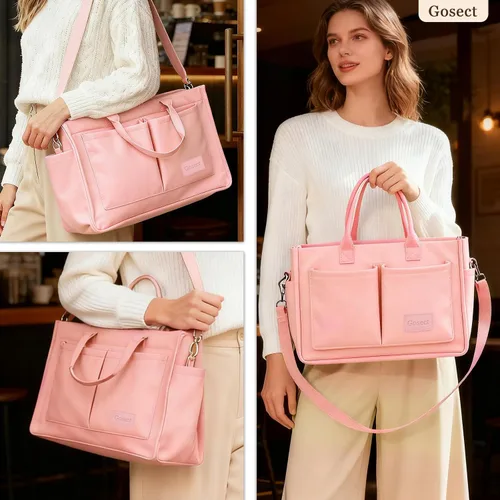 Miniatura 2 de Bolso de lona para mujer con bolsillos, bolso cruzado para portátil de trabajo, bolso de hombro para todo lo demás, bolso de lona para todos