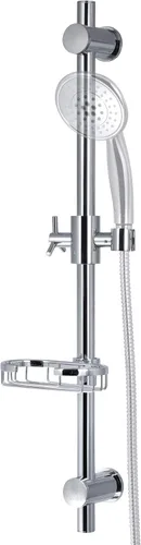 Miniatura 3 de PULSE ShowerSpas 1010-CH Barra deslizante ajustable para ducha de mano con cesta de alambre jabonera, cromo pulido