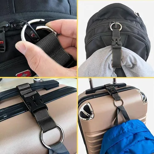 Miniatura 5 de GORGECRAFT 2 correas de equipaje para abrigo, chaqueta, soporte para maleta, clip de cinturón, gancho de anillo de gancho negro ajustable