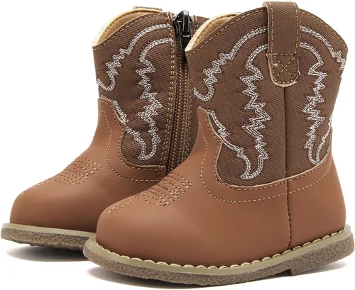 Miniatura 21 de BMCiTYBM Botas de bebé vaqueras para niño y niña, botas vaqueras occidentales para bebé, botas de vaquero para bebé con punta redonda, botas