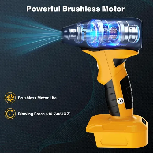 Miniatura 5 de Plumero de aire comprimido, soplador de aire de 130000 RPM para batería DeWalt de iones de litio de 20 V, teclado de limpieza y PC, 4 engranajes