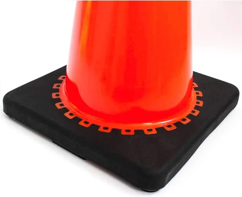 Miniatura 4 de Juego de 24 conos de tráfico de PVC de seguridad naranja RK de 36 pulgadas, base negra con collares reflectantes de 6 pulgadas + 4 pulgadas, base