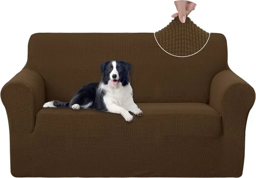 Miniatura 8 de U-NICE HOME Funda elástica para sofá, lavable, protector de muebles para sofá de 3 cojines, apta para mascotas (sofá, gris)