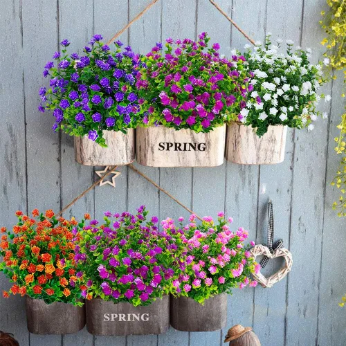 Miniatura 7 de Flores artificiales, arbustos de boj falsos para exteriores, resistentes a los rayos UV, plantas verdes de plástico sintético para colgar