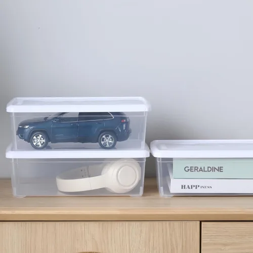 Miniatura 9 de novelinks Paquete de 8 contenedores de almacenamiento de plástico transparente de 6 cuartos de galón con tapas, cajas apilables para zapatos, Blanco
