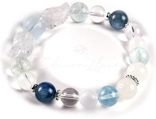 Miniatura 85 de Precious Gemstone Natural Crystal Healing Bracelet, Rutilated Quartz, Moonstone, Quartz Handmade Original Design Bracelet