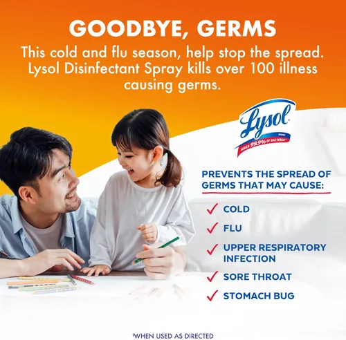 Miniatura 6 de Lysol Spray desinfectante, desinfectante y antibacteriano, para desinfectar y desodorizar, lino crujiente (2) + mango e hibisco (1), 19 onzas