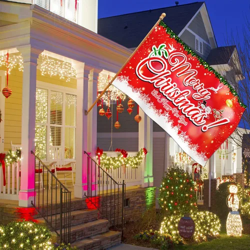 Miniatura 4 de NASIAN Banderas de Navidad de 3 x 5 para exteriores, banderas de Feliz Navidad de doble cara para exteriores, bandera de Feliz Año Nuevo, decoración