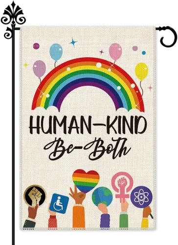 Miniatura 7 de Hafhue Bandera de bienvenida con texto en inglés «In A World Where You Can Be Anything Be Kind», decoración de casa de campo al aire libre