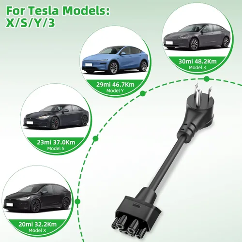 Miniatura 4 de Adaptador para Tesla NEMA 5-15, adaptador de carga rápida Neme-5-15 de 12 amperios máximo para Tesla Model S 3 X Y para cargar en secadora de 4