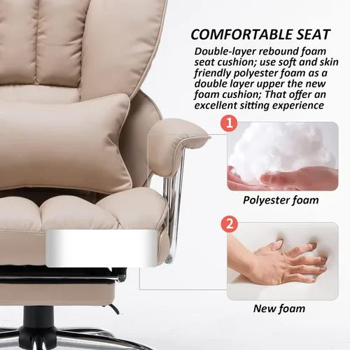 Miniatura 5 de Efomao - Silla ejecutiva de escritorio para oficina, con reposapiés, soporte lumbar y capacidad de carga hasta 400 libras, silla de computadora