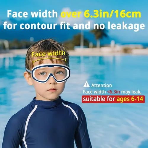 Miniatura 2 de Pixel Panda 2 Pack Kids Swim Goggles with Fabric Strap for 6-14, Anti-Fog Anti-UV No Hair Pulling Wide View Swimming Goggles