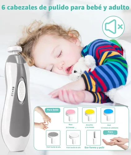 Miniatura 4 de Kit de cuidado de la salud y aseo para bebés, kit de cortadora de uñas de seguridad eléctrica, kit de cuidado para recién nacidos con peine de Blanco