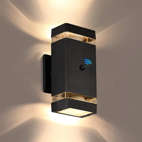 Miniatura 24 de Luces de pared para exteriores del atardecer al amanecer, 2 unidades, modernas luces de porche al aire libre con bombillas, luz exterior cilíndrica