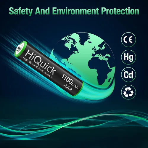 Miniatura 6 de HiQuick Pilas AAA recargables paquete de 8, baterías AAA triples NiMH de 1100 mAh precargadas