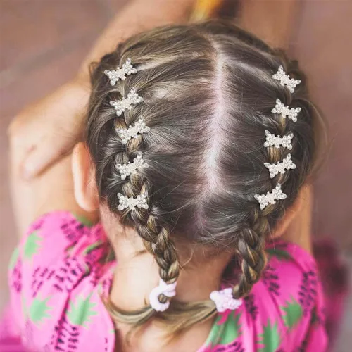 Miniatura 2 de Mini accesorios para el cabello de cristal: pinzas para el cabello con diamantes de imitación brillantes, pequeños clips de metal florales