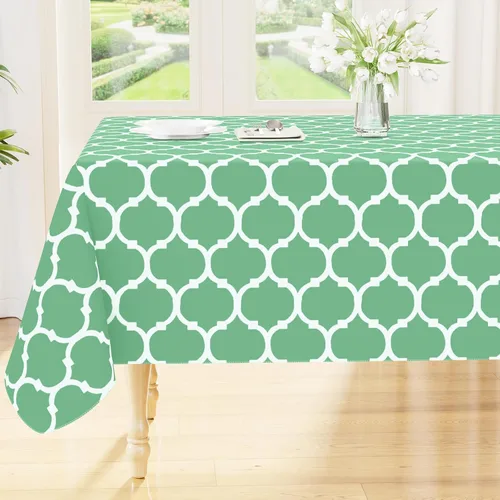 Miniatura 13 de Smiry Mantel redondo de plástico para mesa, mantel de vinilo impermeable con parte trasera de franela para mesas redondas, lavable y a prueba
