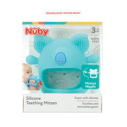 Miniatura 8 de Nuby Manopla de dentición de muñeca de silicona - Anillo de dentición para bebé - 3+ meses - Hipopótamo