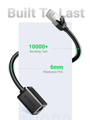 Miniatura 6 de UGREEN Cable de extensión Ethernet Cat6, extensor de cable LAN Cat 6 RJ45, cable de conexión de red tipo patch macho a hembra, conector para módem