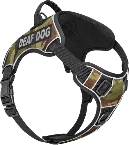 Miniatura 11 de Dogline Quest - Arnés para perro sordo sin tirones con parches reflectantes extraíbles y reflectantes, suave y cómodo, chaleco para perro con Negro