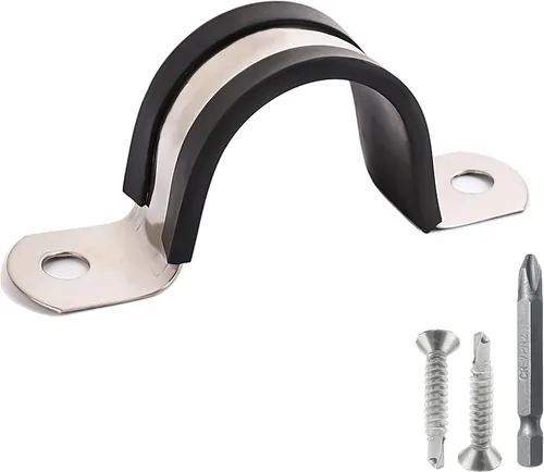 Miniatura 14 de Abrazaderas de tubo, abrazaderas de conducto acolchadas de goma y acero inoxidable 304 (SCH 1 pulg (Φ 32 MM) - Paquete de 10)