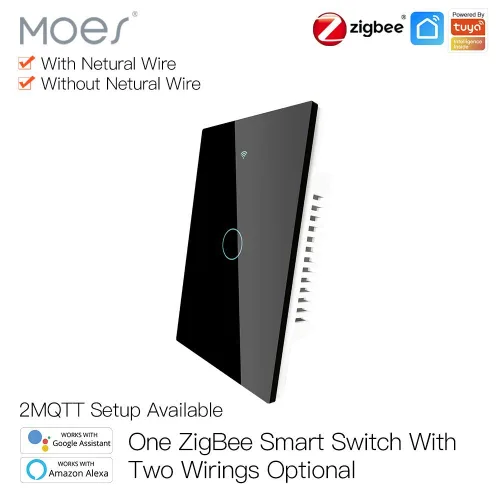 Miniatura 8 de MOES ZigBee - Interruptor de luz de pared táctil inteligente, requiere Tuya ZigBee Hub, sin cable neutro/cableado N+L, sin condensador, Smart Life