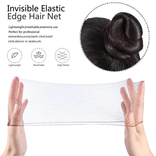 Miniatura 3 de Zonon Redes para Cabello de Moño 50 Piezas, Malla Elástica de Borde Invisible, Paquete Individual, Marrón y Horquillas en Forma de U 40 Piezas