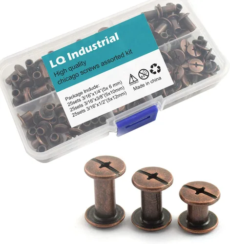 LQ Industrial 75 juegos de tornillos de bronce rojo M5 Chicago Kit surtido de tornillos de cabeza Phillip ranurada para remache de montaje de Rojo