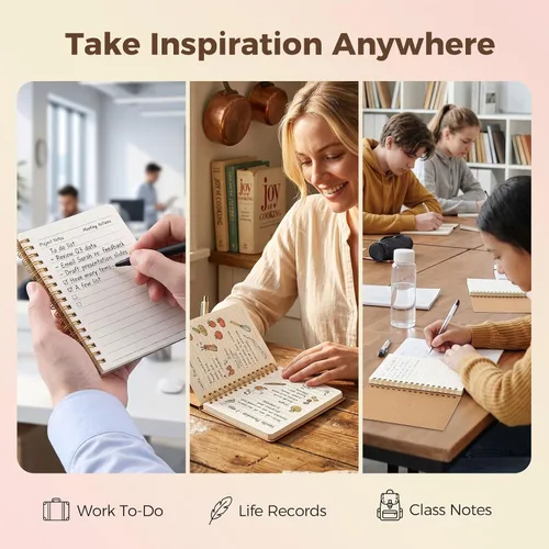 Miniatura 4 de Koogel 4 cuadernos pequeños en espiral, de 4.5 x 5.7 pulgadas, minilíneas de bolsillo con rayas universitarias, cuadernos de tapa dura, cuadernos