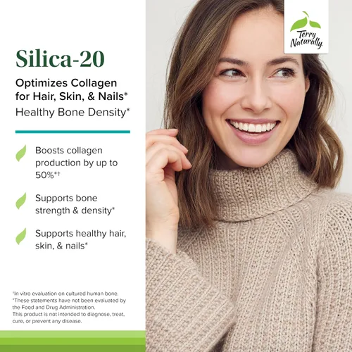 Miniatura 3 de Terry Naturally Silica-20 - 90 tabletas - Apoya la densidad saludable del cabello, la piel, las uñas y los huesos - Vegano, sin OMG - 45 porciones