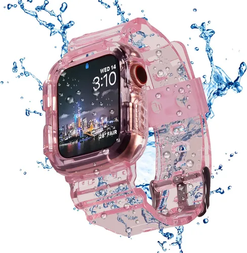 Miniatura 13 de Funda con correa compatible con Apple Watch de 1.57, 1.57, 1.57, 1.61, 1.65, 1.73 y 1.73 pulgadas; correa de silicona de TPU suave con funda