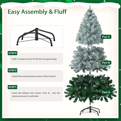 Miniatura 3 de Árbol de Navidad iluminado de 6 pies, árbol de Navidad verde degradado preiluminado con control remoto, luz LED blanca fría, 8 modos, árbol