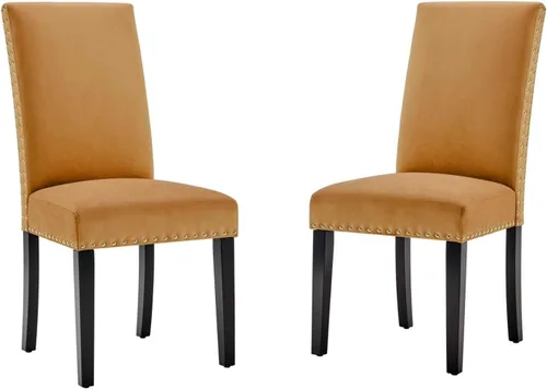 Miniatura 9 de Modway Parcel Performance - Juego de 2 sillas auxiliares de terciopelo para comedor, color azul marino