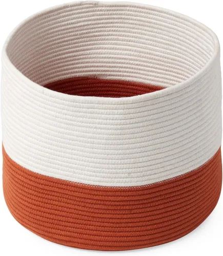 Miniatura 8 de Lalo Cesta de almacenamiento trenzada, cesta de cuerda de algodón para juguetes, animales de peluche, lavandería, organización de guardería, 12.5