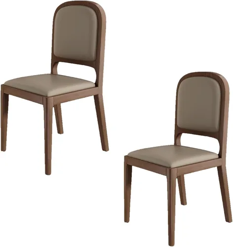 Miniatura 13 de Leather Seat Dining Room Chair with Back, Wooden Dining Chairs Set Kitchen Chair, Dining Room Chairs Armless Seat for Kitchen Living Room Black+khaki