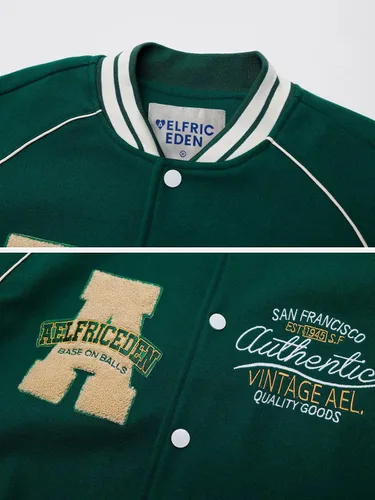 Miniatura 6 de Aelfric Eden Chaqueta universitaria con estampado de amor y letras para hombre, chaqueta de béisbol con gráficos vintage, unisex, ropa de calle