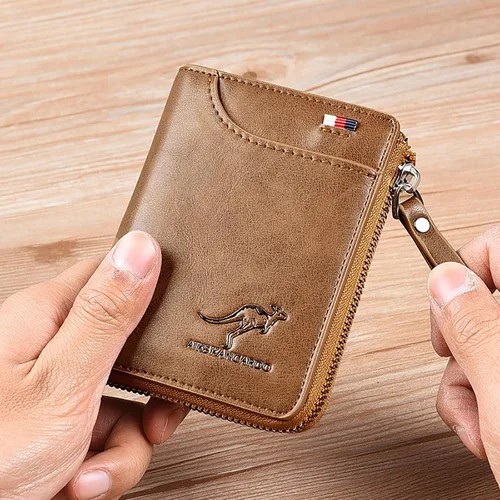 Miniatura 7 de Nucery Billeteras con cremallera para hombre, con bloqueo RFID, de gran capacidad, carteras de cuero con 15 tarjeteros de crédito, Marrón, Moda