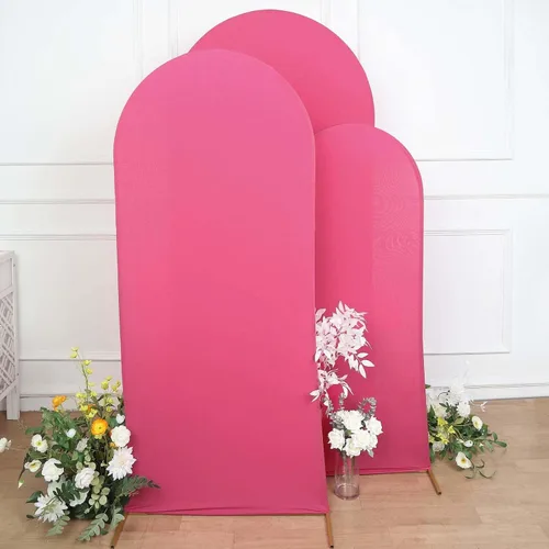 Miniatura 21 de Efavormart Juego de 3 Fundas de Arco de Boda de Spandex Lavanda Mate Ajustadas para Soportes de Telón de Fondo Chiara de Parte Superior Redonda