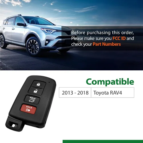 Miniatura 5 de Repuesto para Toyota RAV4 GNE 281451-0020 2016 2017 2018 Smart Proximity Toyota RAV4 GNE 281451-0020 Llavero HYQ14FBA 314.3MHz 4 botones