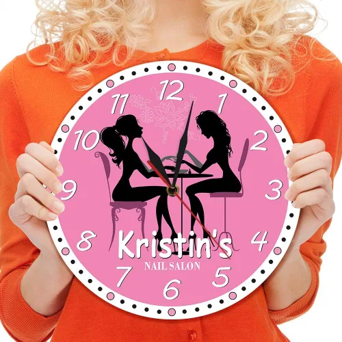 Miniatura 5 de The Geeky Days Reloj de pared personalizado para salón de manicura, salón de uñas, spa, silencio, cuarzo, obras de arte, pedicura, arte de uñas