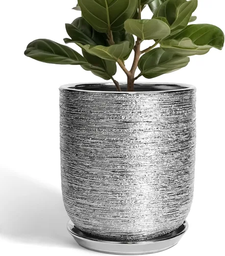 Miniatura 12 de Maceta de Cerámica para Plantas de Interior de 5 Pulgadas - Maceta Redonda para Plantas Suculentas con Agujero de Drenaje y Platillo, Decoración