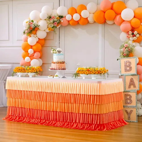 Miniatura 26 de Falda de mesa azul tutú mantel para fiesta bajo el mar decoraciones de Frozen revelación de género cumpleaños elefante baby shower 1.8m (6 pies)