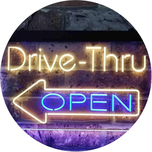 Miniatura 15 de ADVPRO Drive Thru Open Flecha Izquierda Señal de neón LED de doble color, azul y rojo, 24 x 16 pulgadas st6s64-i3827-br