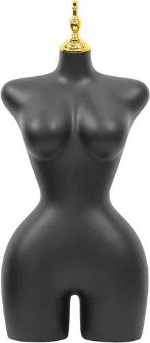 Miniatura 8 de Torso de maniquí BBL para mujer negra, 68 a 92 pulgadas de altura ajustable con base de soporte de metal, adecuado para exhibición de ropa y joyas