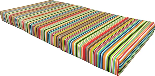D&D Futon Furniture Cama triple Shikibuton de rayas multicolores, espuma de alta densidad, colchón otomano plegable, tamaño individual