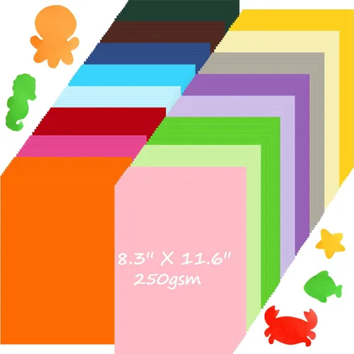 Thenshop - 160 piezas de papel de cartulina de colores de 8.5 x 11 pulgadas, 16 colores surtidos, 250 GSM, peso pesado, grueso, doble cara, papel de