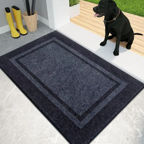 Miniatura 23 de PURRUGS Tapete para puerta con atrapamiento de suciedad, 20 x 32 pulgadas, antideslizante, lavable a máquina, tapete de entrada, tapete para puerta
