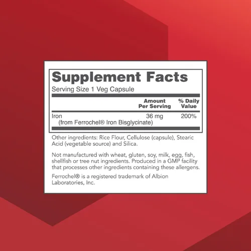 Miniatura 2 de Protocol for Life Balance Hierro 36 mg Ferrochel Biodisponible - para energía y apoyo inmunológico - Mitocondrias de bisglicinato - Vegano, Halal